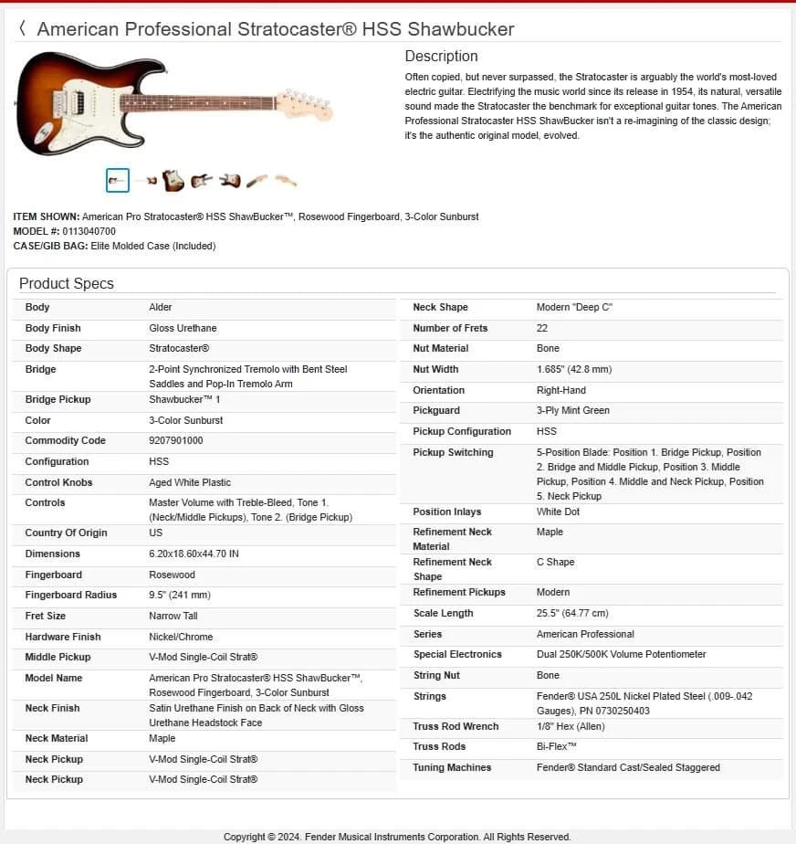 2019 Fender® American Professional Stratocaster HSS Shawbucker EXCELLENT-MINT!